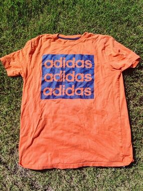 adidas Boy's Orange Graphic Logo Tee